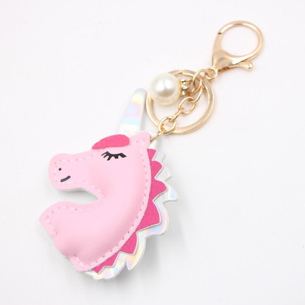 Unicorn Leather Bag Charm - Cotton-padded Keychain Pendant