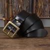 Retro Minimalistischer Glänzender Vollnarben Rindsleder Gürtel für Herren, Echtes Leder, Dornschließe, Lässig und Vielseitig Neuer Stil