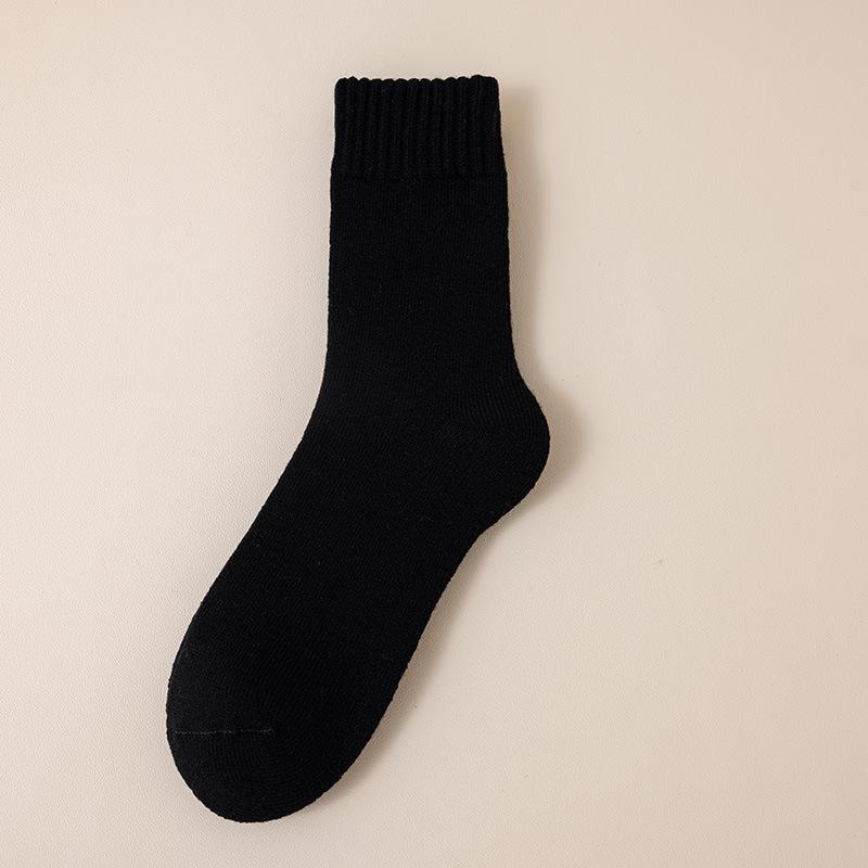 Super Thick Wool Socks, Men's Winter Mid-calf Socks with Fleece, Thickened Warm Cotton Socks, Cold-resistant Fleece Autumn and Winter Long Socks