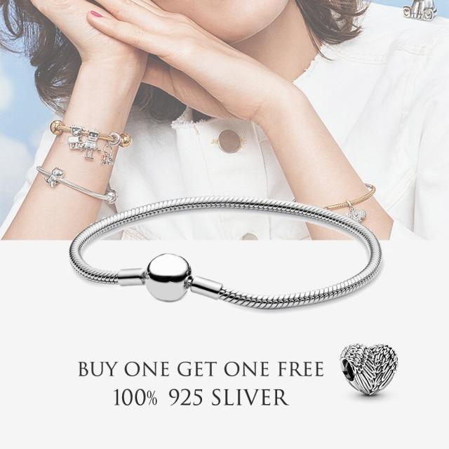 New S925 Sterling Silver Moments Crown O Clasp Snake Chain Bracelet Fit Original Sliver Charms For Women Diy Making Jewelry