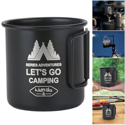 300ML Camping Water Cup with Foldable Handle Camping Mug Aluminum Alloy Tea Beer Coffee Mug Lightweight for Camping Hiking