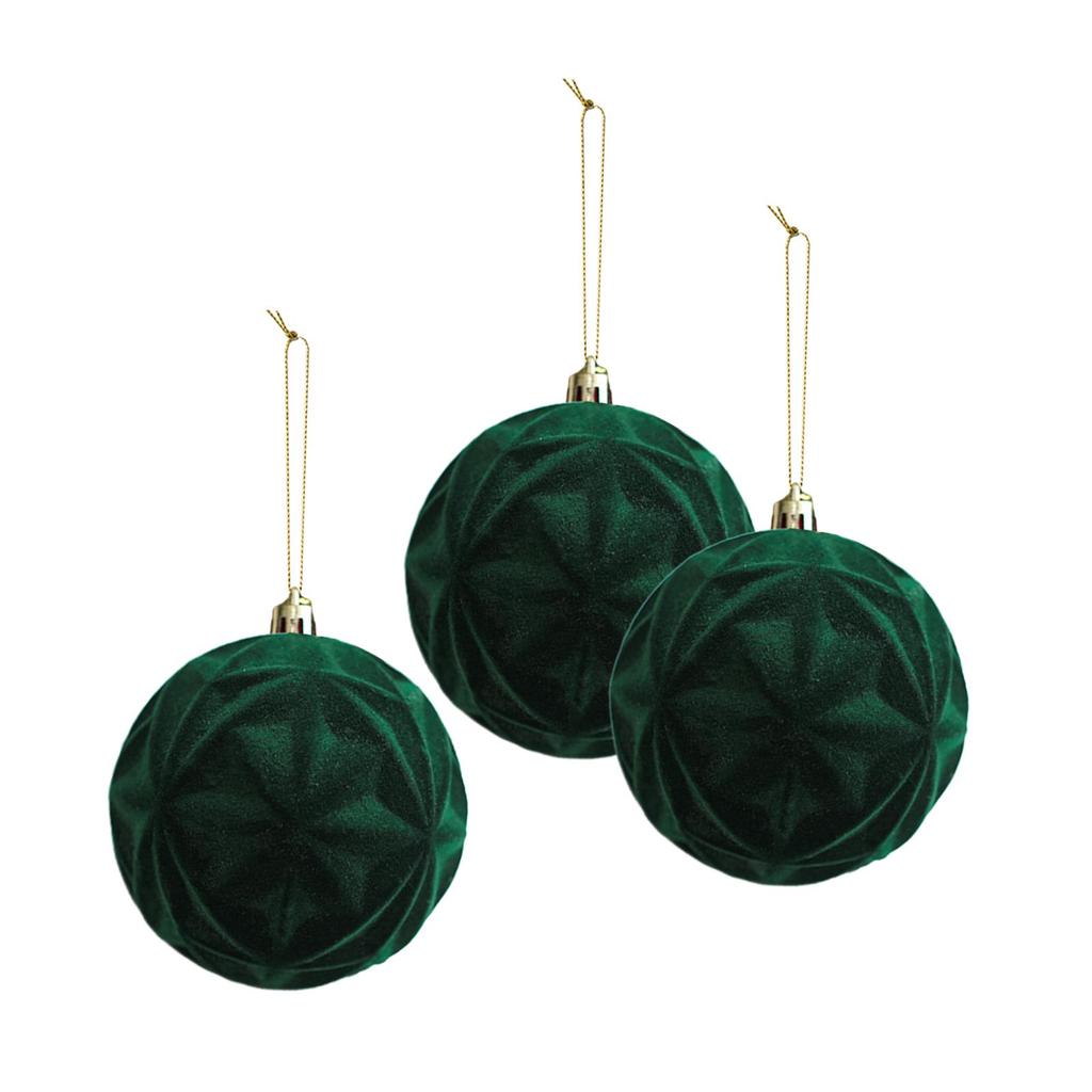 3 Pieces Flocked Christmas Ball Ornaments Christmas Baubles for Holiday Home