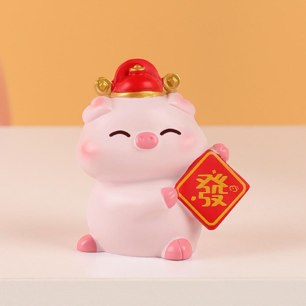 

Cartoon Pig Luck Decor Resin Miniature Desktop Ornament For Home Office Gifts Pink A