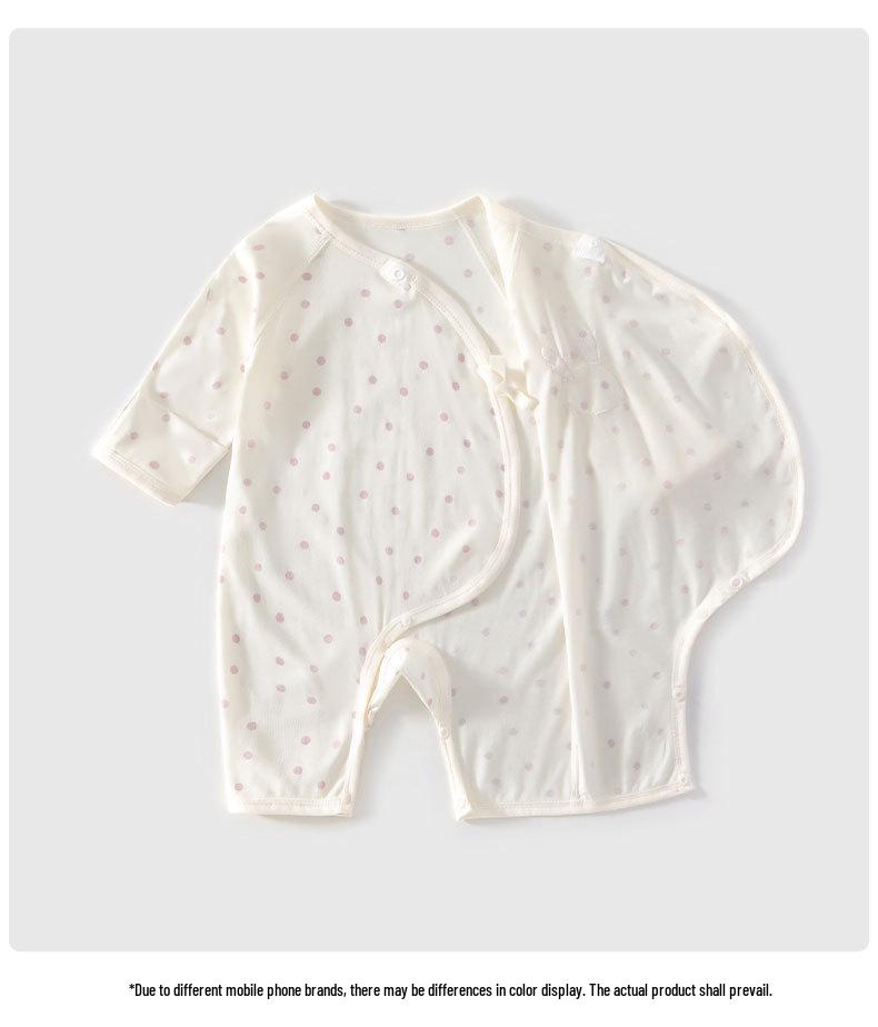Newborn Summer Lightweight Cotton Romper - Butterfly Design, Bone-Free, Long Sleeve.