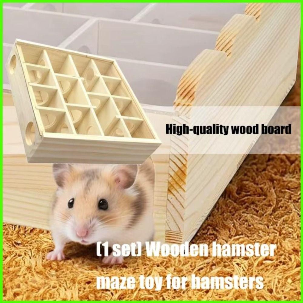 Exploration Hamster Tunnel Maze Wooden Pet Interactive Toy Guinea Pig Puzzle Toy  Exercise