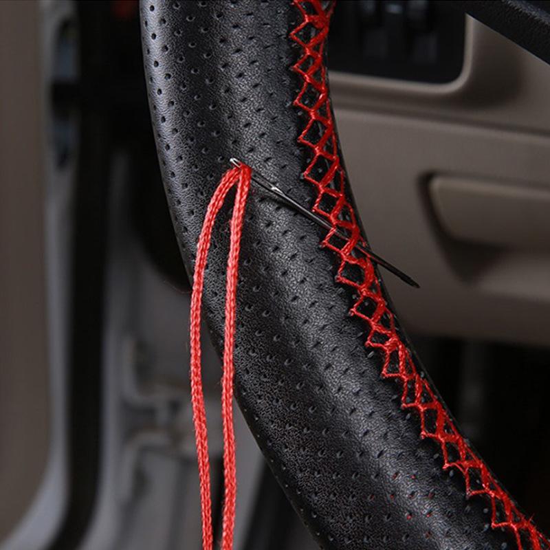 Cowhide Leather Hand-Stitched Steering Wheel Cover - Multiple Sizes & Colors Available