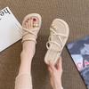 Summer New Thick-soled 2025 Muffin Outer Wear Slippers Pinch Feet Fashion Women's Cover Toe Wedges
