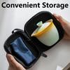 PortableTeacup Set Travel Tea Kit 1 Bowl 3 Cup Durable Minimalist Chinese Style Ceramic Kung Fu Teaware Outdoor Camping Bag