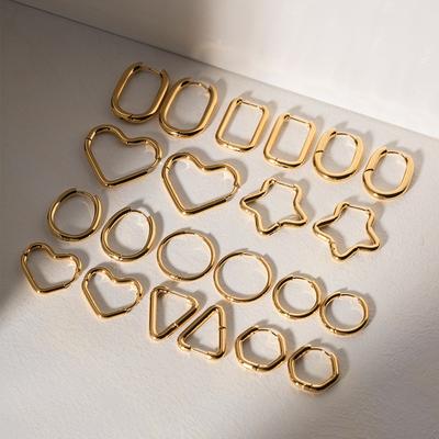 [Geometric Minimalist Ear Clips Fashion Five-Point Star Heart Titanium Steel Earrings]