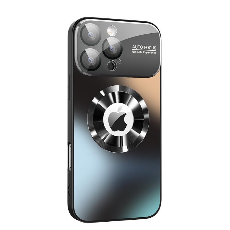 

Чехол для телефона из матового стекла с защитой от отпечатков пальцев, совместимый с MagSafe для iPhone 16, 15, 14, 13, 12, 11, с логотипом, защитный чехол для телефона военного класса с защитой от падений iPhone 16 Pro Max чёрный