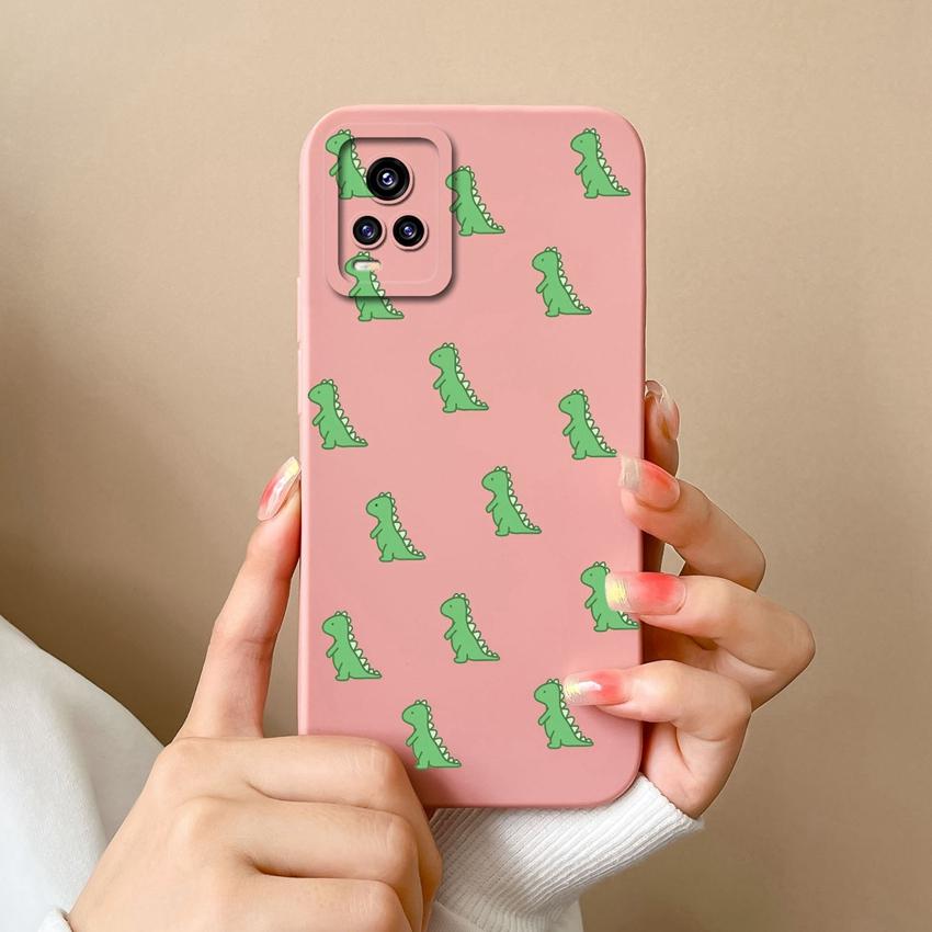 For Vivo V15 S10 Y75 S16 V17 Y77 Phone Bags Naughty Cartoon Dinosaur Patterns Camera Protection Shockproof Silicone Cover Case For Vivo Bumper Housing
