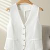 Breathable and Comfortable V-neck Mesh Vest, Short Sleeveless Jacket for Women's Summer Fashion