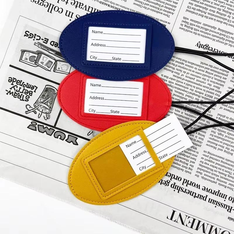 

PU Leather Oval Cute Luggage Tag Name ID Label Boarding Pass Luggage Tags Suitcase Tag Id Card Holder Holiday Accessories Travel
