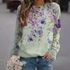 Neuer Herbst- und Winter Damen Floral Schmetterling Tierdruck Rundhals Kurz Langarm Hoodie
