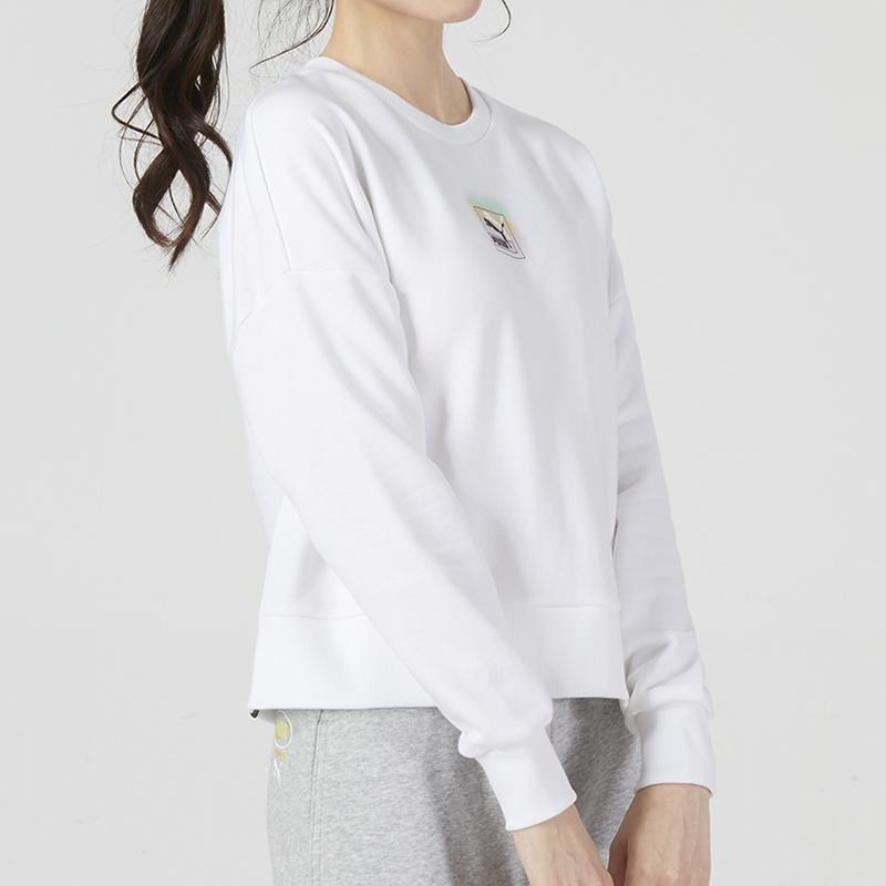 Puma Minimalist Letter Logo Print Crew Neck Pullover Sweatshirt Women sweatshirt White 537357-02