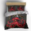 "Pirate Octopus Themed Party Set" kid's and adults' bedroom decor, Exquisite three-piece bedding set gift