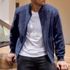 Giacca Cardigan da Uomo in Pelle Scamosciata, Colore Unito, con Zip, Manica Lunga, Casual, Vintage, per Primavera e Autunno