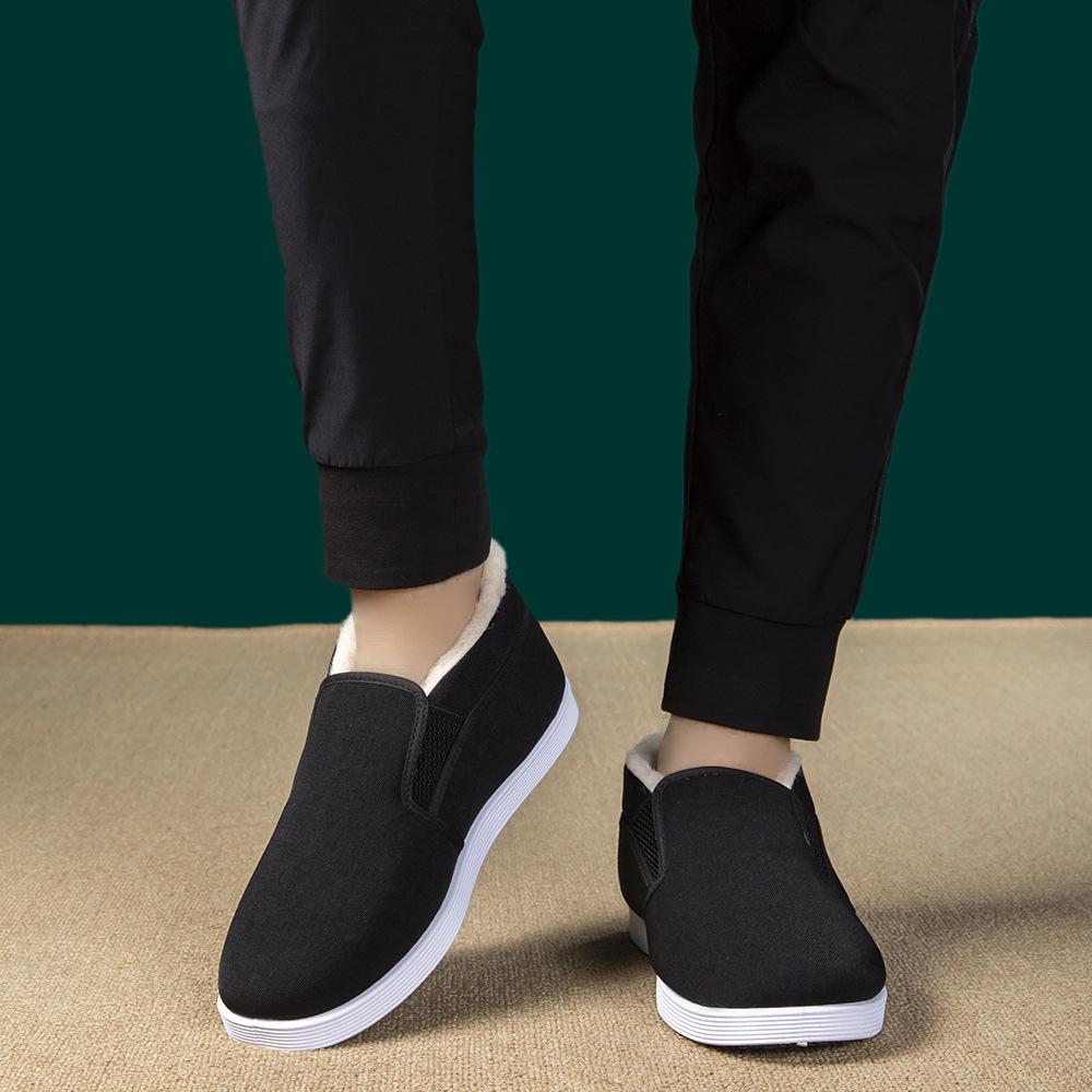 High-top Military Single Cotton Shoes Velvet Warm Lazy Shoes Large Size Medium Black Cloth Cotton Shoes