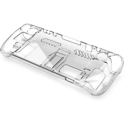 Funda rígida transparente para PC OLED para Steam Deck, cubierta protectora para consola, carcasa de cristal dividida, carcasa de cristal antiarañazos con soporte