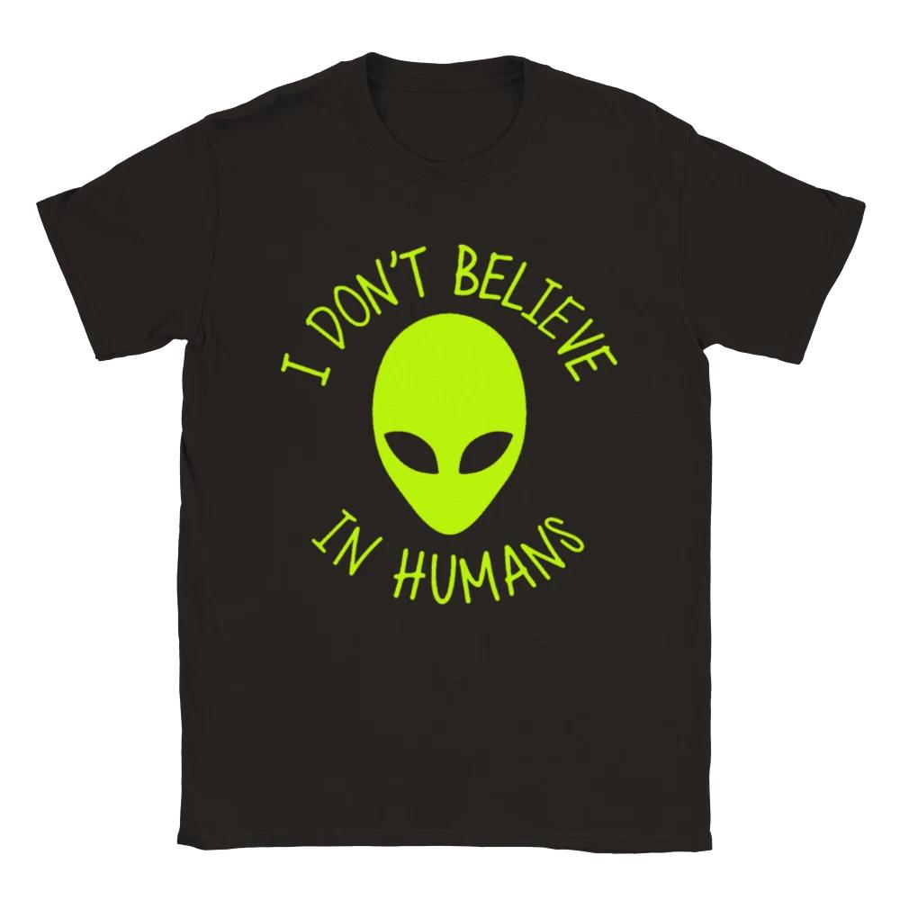 I Don t Believe in Humans - ET - Area 51 - Aliens - Classic Unisex Crewneck T-sh L