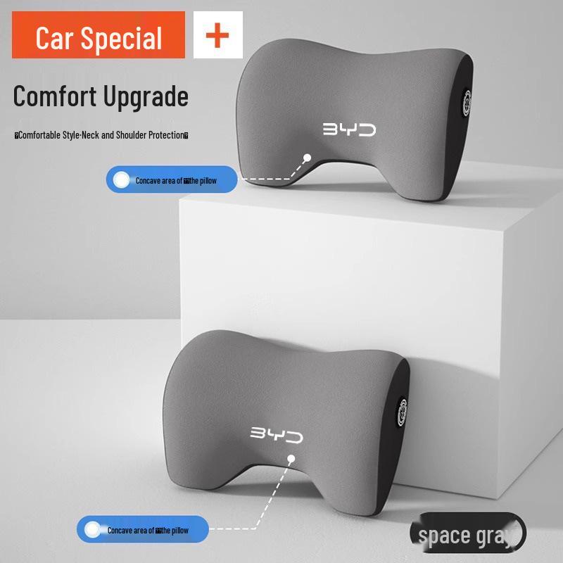 Příslušenství pro vozy BYD: Opěrky hlavy, Bederní opěrky, Polštářky a Chrániče krku pro modely Qin Plus, Song Pro, Seagull, Seal, Han.
