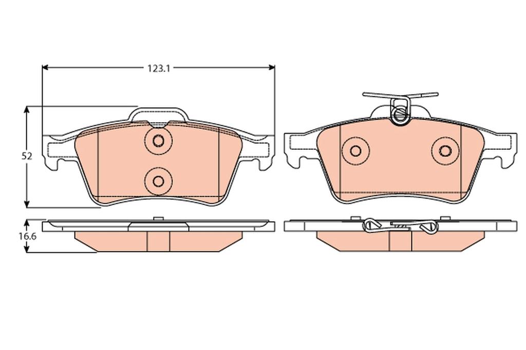 Trw Gdb2086 Trw Brake Pads Rear Without Sensor