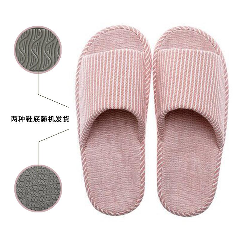 Japanese-style Linen Slippers Thick-bottomed Four-season Women's Silent Non-slip Sweat-absorbing Cotton and Linen Breathable Home Slippers