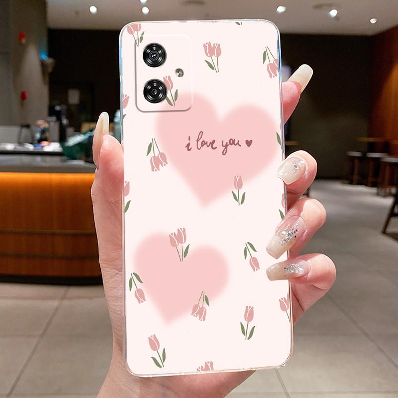 Phone Case For Motorola Moto G54 Power G64 G55 G54 Fundas Butterfly Bow Protective Casing Transparent Soft Silicone TPU Cover