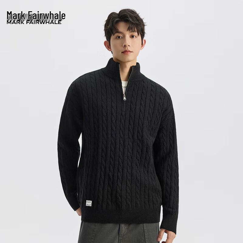 Mark Fairwhale Men s American Retro Cable Knit Half-Zip Sweater M