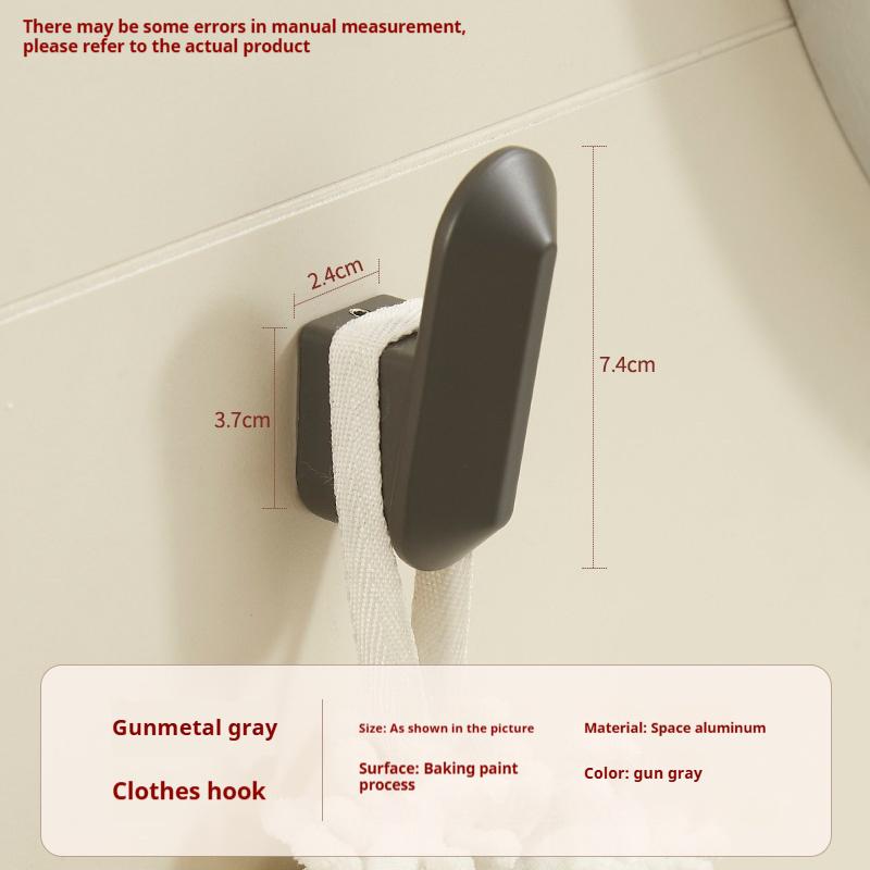 New Aluminum Single Hook Metal Hat and Coat Seamless Hook for Kitchen and Bathroom Use Behind Door
