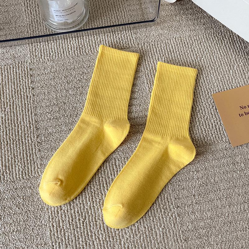 Women's Trendy Candy Color Thin Mid-Calf Socks - Colorful Japanese Style Summer Pile Socks
