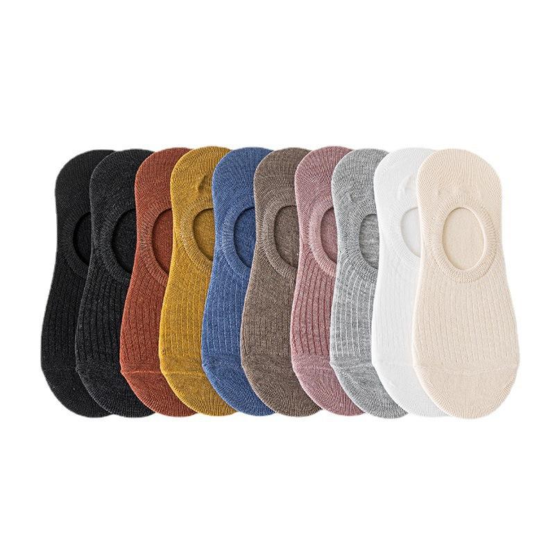 Frühlings- und Sommersocken, Damen Unsichtbare Kurze Socken, Dünne Flachmündige Silikon Anti-Rutsch und Nicht-rutschende Fersensocken, Einfarbige Socken