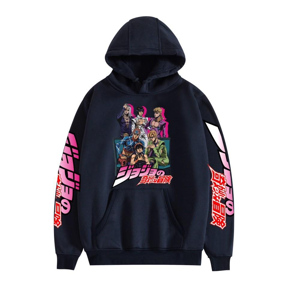 Japanese Anime JOJO Bizarre Adventure Printed Hoodie with A Fluffy Lining Man Sweatshirts Long Sleeve Fashion Female Streetwear