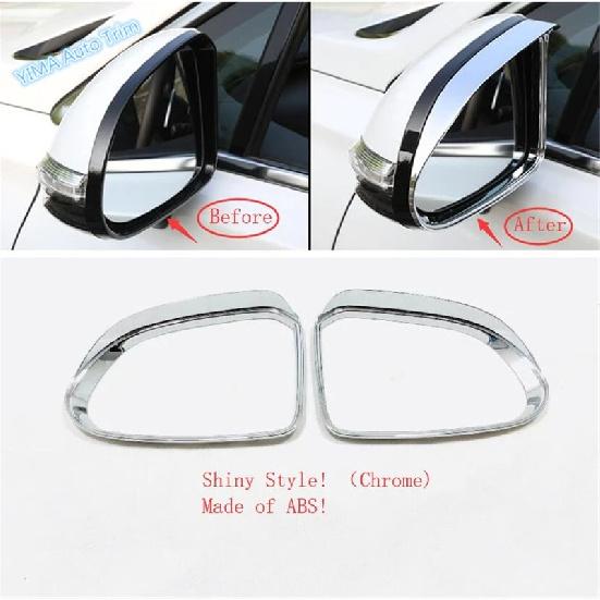 Car Rearview Mirror Rain Shade Rainproof Blades Cover Trim For Hyundai Santa Fe    ABS Chrome Exterior Accessories