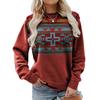 Felpa Girocollo Autunno Inverno da Donna, Top Pullover Casual a Manica Lunga con Stampa Teschio di Toro Etnico Western