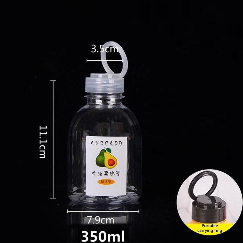 

Порожні герметичні прозорі пластикові пляшки для соку - Ідеальні з кришкою з кільцем для відкривання для приготування соків, смузі, молока, домашніх напоїв, портативні 350ml