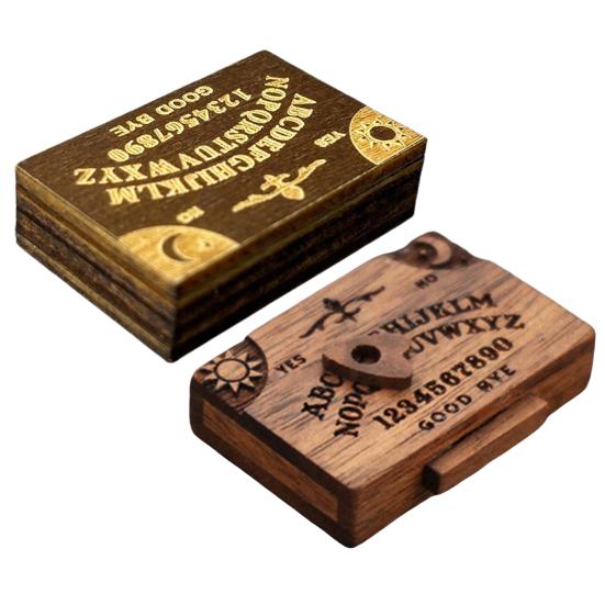 Miniature Spirit Board with Drawer Vintage Ouija Board Alphabet Ouija Board with Planchette for Halloween Decorations