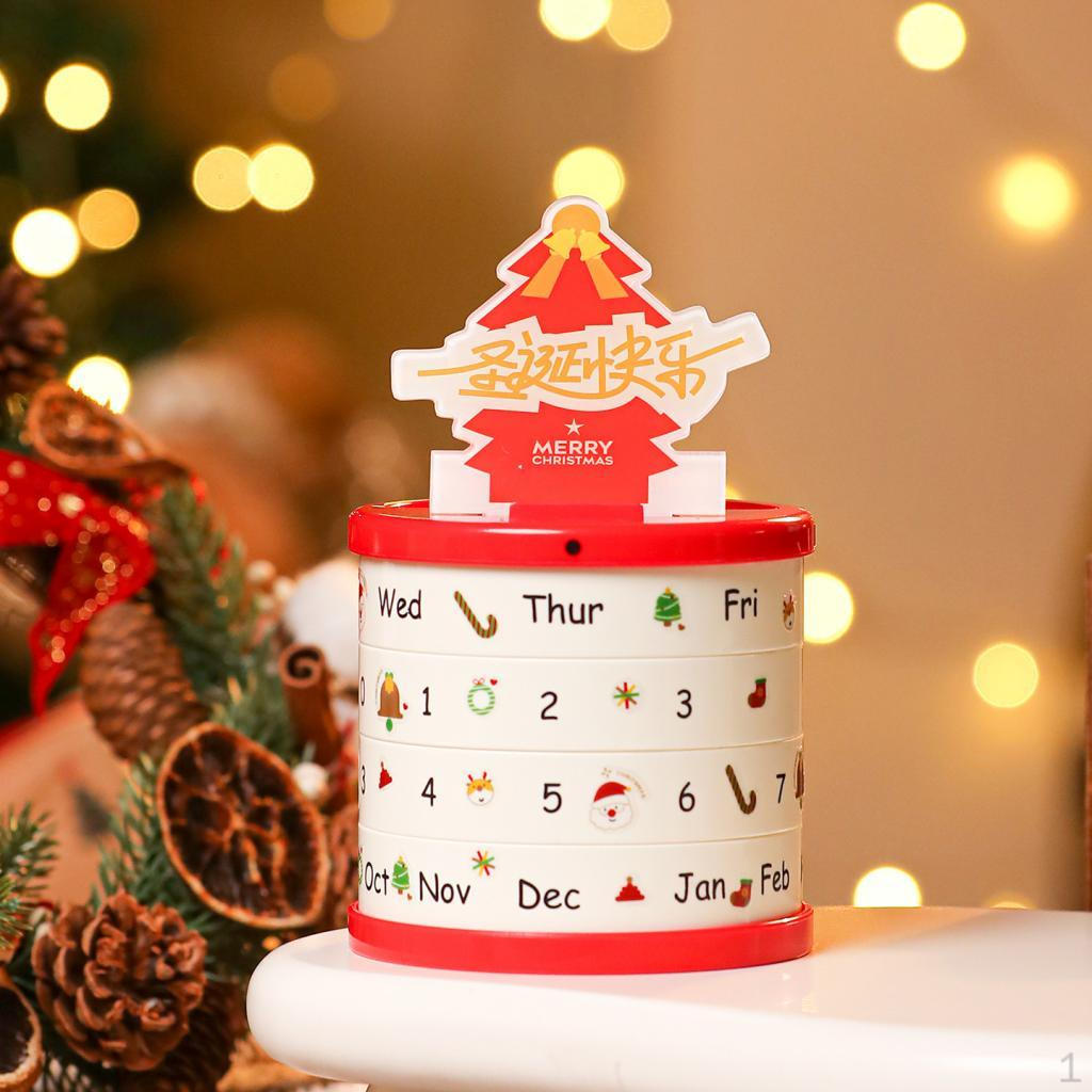 

Desk Calendar Interactive Christmas Decor Rotatable Pencil Holder for Living Room Kitchen Holiday красный