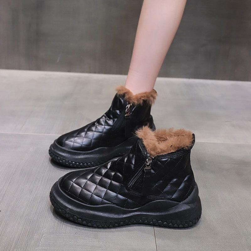Korean version of snow boots for women to wear in autumn and winter 2025 new velvet thickened warm thick-soled versatile cotton boots cotton shoes