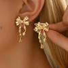 Golden Bowknot Stud Earrings for Women Elegant & Chic Design Personality Earrings Jewelry Gifts