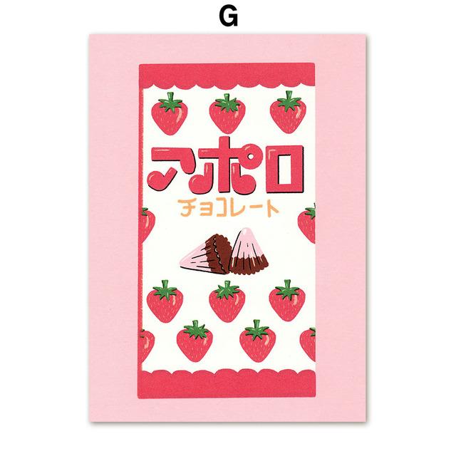 Japońska zupa Sardynka w puszkach Truskawka Róża Herbata Jedzenie Wall Art Painting Nordic Plakaty Zapakowane zdjęcia z nadrukiem Wystrój salonu