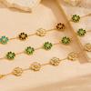Gold Malachite Flower Zircon Bracelet For Women Dainty Jewelry