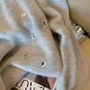 Gray Heavy Industry Diamond-encrusted Soft Waxy Knitted Sweater Women's Autumn and Winter New Sweater Design Sense Niche Lazy Wind Loose Top