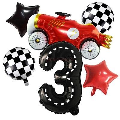 New Lightning Racing Cartoon Theme 40 Inch Black And White Stripe Digital Balloon Package For Children'S Birthday Party