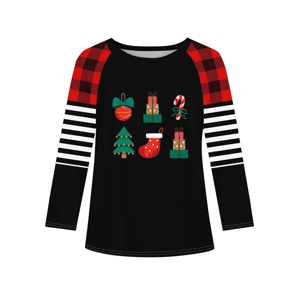 Girls Long Sleeve Christmas Day T Shirts Kids Fall Tops Crewneck Basic Tees 5-14Y