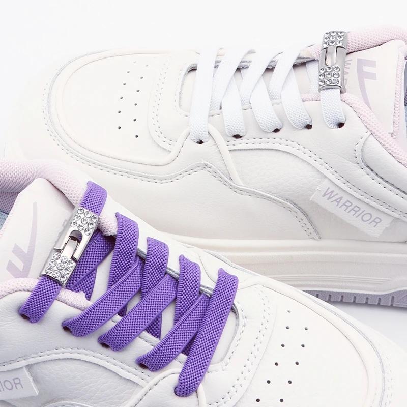Diamond Lock Shoelaces Without Ties Elastic Laces Sneakers Outdoor No Tie Shoe Laces Kids Adult Wide Shoelace Shoe Accessories