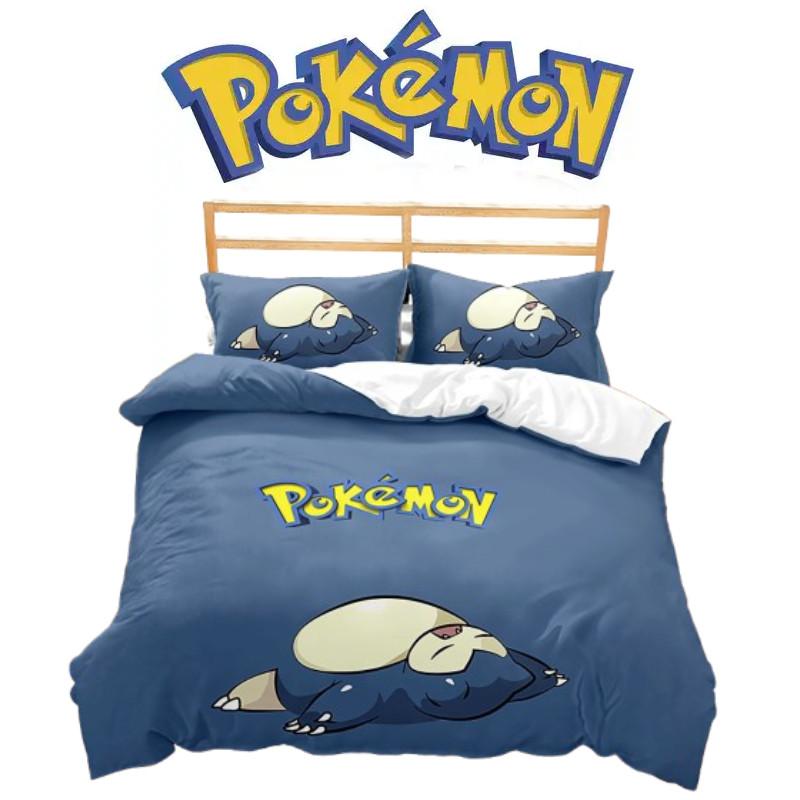 Pokemon Snorlax 3d Digital Print Bed Set With Cartoon Pattern For Kids Bedroom Decor