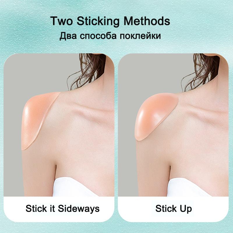 FINETOO  Ladies Clothing Silicone Shoulder Pads Non-slip Shoulders Invisible Breathable Reusable 1 Pairs Transparent And Skin Tone