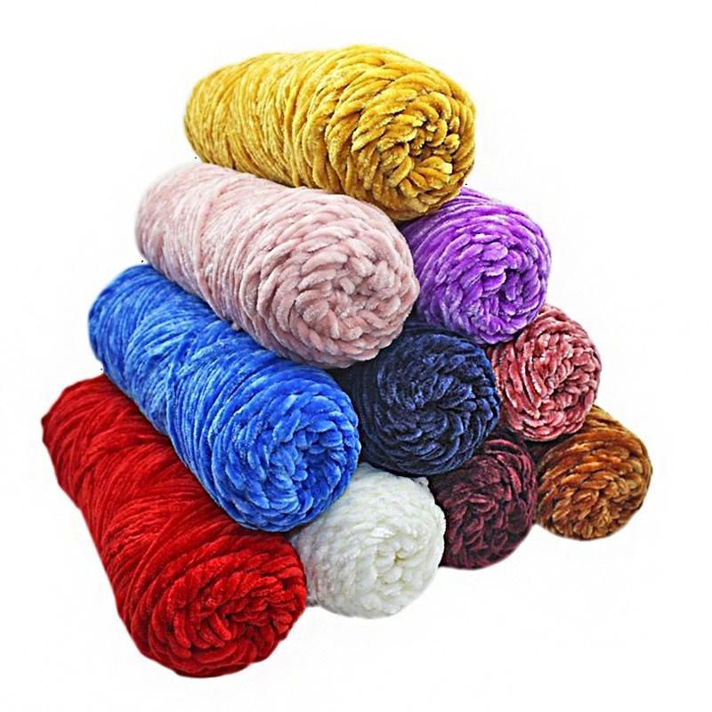 1Pc Chenille Yarn Velvet Yarn Texturized Polyester Blended Cotton Suggest Needle 4MM-5MM