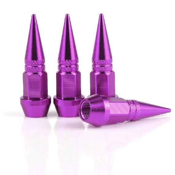 SINGARO 60mm Spiked Valve Caps,Aluminum Alloy Dustproof and Waterproof Tire Valve Stem Caps, Suitable for Cars, Trucks and Motorcycles (4PCS Black)